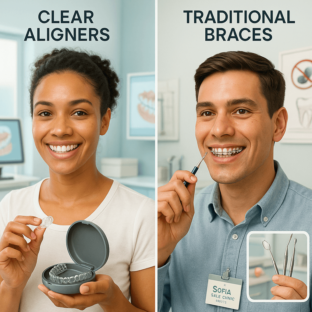 Traditional Braces v Clear Aligners - Sofia Smile Clinic Dubai Silicon Oasis